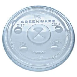 Fabri-Kal Greenware Clear X-Slot Cold Drink Lids Fits 16-18, 24 Oz. Cups, 1000/Carton