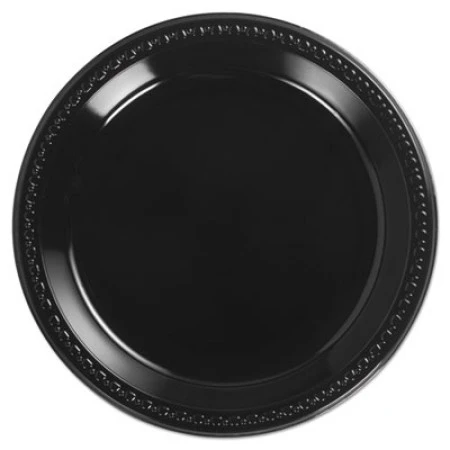 Chinet Black Heavyweight Plastic Plates, 10 1/4", 500/Carton 3 Chinet Black Heavyweight Plastic Plates, 10 1/4", 500/Carton
