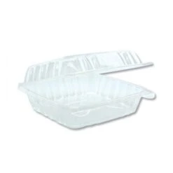 Clear Hinged Lid Containers, 8.34" X 8.24", 200/Carton