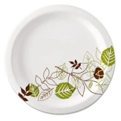 Dixie Pathways Soak-Proof Shield Paper Plates, 8 1/2, Grn/Burg, 125/Pk, 4 Pks/Ct