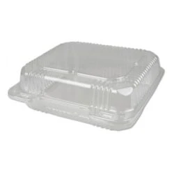 Plastic Clear Hinged Containers, 8 X 8, 50 Oz., Clear, 250/Carton