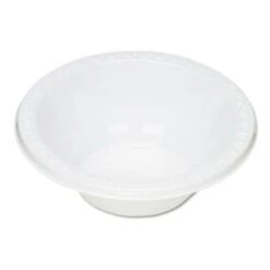 Plastic Dinnerware, Bowls, 12oz, White, 125/Pack