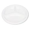 White Plastic Dinnerware 3-Compartment Plates, 9", 125/Carton -Dixie Shop Plastic Dinnerware Compartment Plates 9 dia White 125 Pack 301055 medium