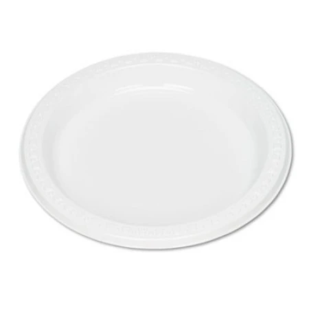 White Plastic Dinnerware Plates, 7", 125/Pack 3 White Plastic Dinnerware Plates, 7", 125/Pack