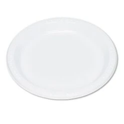White Plastic Dinnerware Plates, 9", 125/Pack