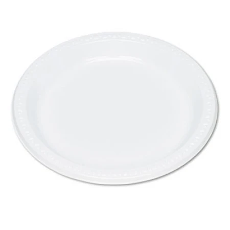 White Plastic Dinnerware Plates, 9", 125/Pack 3 White Plastic Dinnerware Plates, 9", 125/Pack