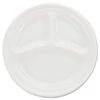 Dart 3-Compartment White Plastic Plates, 9" - 125/Pack -Dixie Shop Plastic Plates 9 Inches White 3 Compartments Round 125 Pack 294765 medium