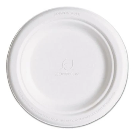 Eco-Products Renewable & Compostable Sugarcane Plates, 6", 1000/Carton 3 Eco-Products Renewable & Compostable Sugarcane Plates, 6", 1000/Carton