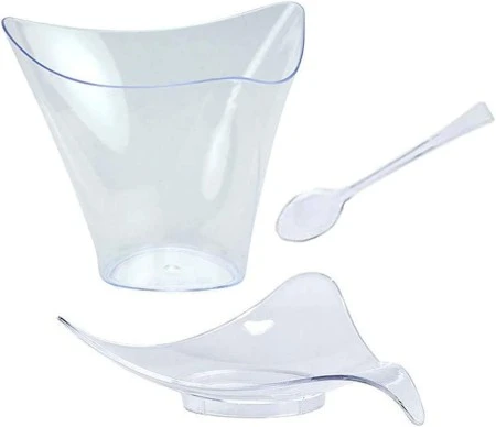 TigerChef 96-Piece Plastic Mini Triangular Dessert Sets 4 Oz. 3 TigerChef 96-Piece Plastic Mini Triangular Dessert Sets 4 Oz.