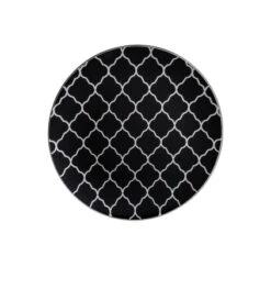 TigerChef Black Plastic Appetizer Plate With Silver Lattice Pattern 7-1/4" - 10 Pcs