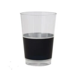 TigerChef Black With Silver Band Plastic Cups 12 Oz. - 10 Pcs
