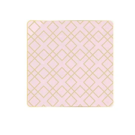 TigerChef Blush Gold Art Deco Square Coupe Appetizer Plate 8" - 10 Pcs 3 TigerChef Blush Gold Art Deco Square Coupe Appetizer Plate 8" - 10 Pcs