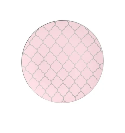 TigerChef Blush Plastic Appetizer Plate With Silver Lattice Pattern 7-1/4" - 10 Pcs 3 TigerChef Blush Plastic Appetizer Plate With Silver Lattice Pattern 7-1/4" - 10 Pcs
