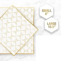 TigerChef Clear Gold Art Deco Square Coupe Appetizer Plate 8" - 10 Pcs