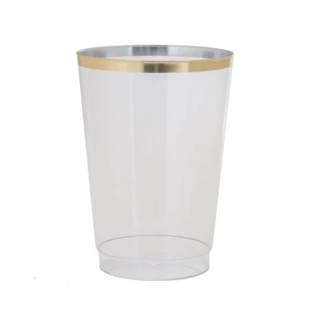 TigerChef Clear Plastic Cups With Gold Trim 9 Oz. - 20 Pcs 3 TigerChef Clear Plastic Cups With Gold Trim 9 Oz. - 20 Pcs