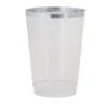 TigerChef Clear Plastic Tumblers With Silver Trim 12 Oz. - 20 Pcs