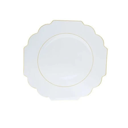 TigerChef Clear Round Scalloped Gold Rim Plastic Appetizer Plate 8" - 10 Pcs 3 TigerChef Clear Round Scalloped Gold Rim Plastic Appetizer Plate 8" - 10 Pcs