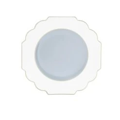 TigerChef Clear White Round Scalloped Gold Rim Plastic Appetizer Plate 8" - 10 Pcs