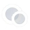 TigerChef Clear White Round Scalloped Silver Rim Plastic Appetizer Plate 8" - 10 Pcs