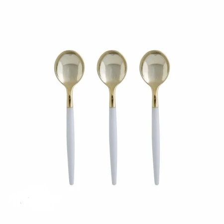 TigerChef Clear And Gold Two Tone Plastic Mini Spoons - 20 Pcs 3 TigerChef Clear And Gold Two Tone Plastic Mini Spoons - 20 Pcs