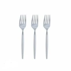TigerChef Clear And Silver Two Tone Plastic Mini Forks - 20 Pcs