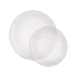TigerChef Clear With Gold Rim Plastic Dinner Plate 10-1/4" - 10 Pcs