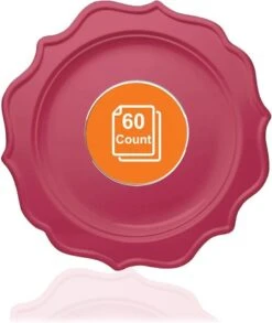 TigerChef Fuchsia Scalloped Rim Disposable Dinner Plate 10", 60/Pack
