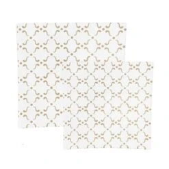 TigerChef Gold Abstract Pattern White Square Plastic Appetizer Plate 8" - 10 Pcs