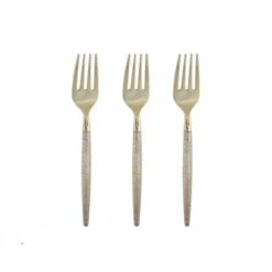 TigerChef Gold Glitter Two Tone Plastic Mini Forks - 20 Pcs