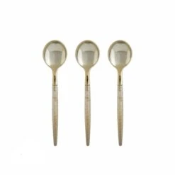 TigerChef Gold Glitter Two Tone Plastic Mini Spoons - 20 Pcs