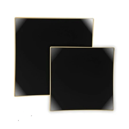 TigerChef Gold Rim Black Square Coupe Plastic Dinner Plate 10-1/2" - 10 Pcs 3 TigerChef Gold Rim Black Square Coupe Plastic Dinner Plate 10-1/2" - 10 Pcs