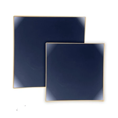 TigerChef Navy With Gold Trim Square Coupe Plastic Dinner Plate 10-1/2" - 10 Pcs 3 TigerChef Navy With Gold Trim Square Coupe Plastic Dinner Plate 10-1/2" - 10 Pcs
