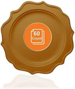 TigerChef Gold Scalloped Rim Disposable Appetizer Plates 8", 60/Pack