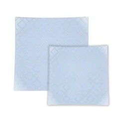 TigerChef Ice Blue Silver Art Deco Square Coupe Dinner Plate 10-1/2" - 10 Pcs