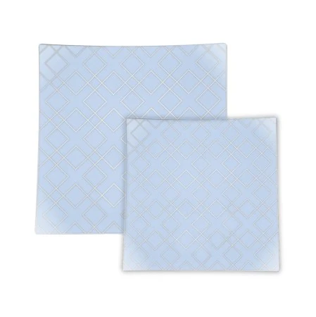 TigerChef Ice Blue Silver Art Deco Square Coupe Dinner Plate 10-1/2" - 10 Pcs 3 TigerChef Ice Blue Silver Art Deco Square Coupe Dinner Plate 10-1/2" - 10 Pcs