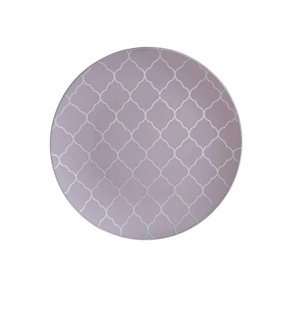 TigerChef Lavender Plastic Appetizer Plate With Silver Lattice Pattern 7-1/4" - 10 Pcs 3 TigerChef Lavender Plastic Appetizer Plate With Silver Lattice Pattern 7-1/4" - 10 Pcs