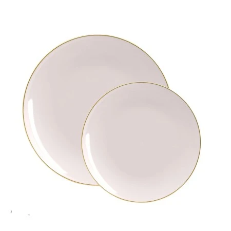 TigerChef Linen With Gold Rim Plastic Dinner Plate 10-1/4" - 10 Pcs 3 TigerChef Linen With Gold Rim Plastic Dinner Plate 10-1/4" - 10 Pcs