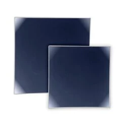 TigerChef Navy With Silver Trim Square Coupe Plastic Appetizer Plate 8" - 10 Pcs