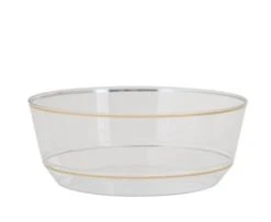 TigerChef Round Clear With Gold Rim Plastic Bowl 14 Oz.- 10 Pcs