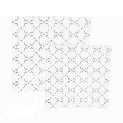 TigerChef Silver Abstract Pattern White Square Plastic Appetizer Plate 8" - 10 Pcs