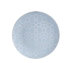 TigerChef Silver Geo Pattern Ice Blue Plastic Dinner Plate 10-1/4" - 10 Pcs