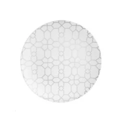 TigerChef Silver Geo Pattern White Plastic Dinner Plate 10-1/4" - 10 Pcs