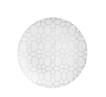 TigerChef Silver Geo Pattern White Plastic Dinner Plate 10-1/4" - 10 Pcs 3 TigerChef Silver Geo Pattern White Plastic Dinner Plate 10-1/4" - 10 Pcs