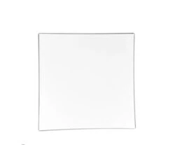 TigerChef White With Silver Trim Square Coupe Plastic Appetizer Plate 8" - 10 Pcs