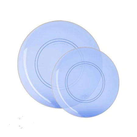 TigerChef Transparent Bartenura Blue With Gold Rim Plastic Dinner Plate 10-1/4" - 10 Pcs 3 TigerChef Transparent Bartenura Blue With Gold Rim Plastic Dinner Plate 10-1/4" - 10 Pcs
