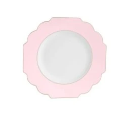 TigerChef White Blush Round Scalloped Gold Rim Plastic Dinner Plate 10-7/10" - 10 Pcs