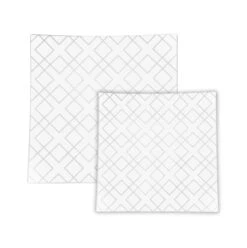 TigerChef White Silver Art Deco Square Coupe Appetizer Plate 8" - 10 Pcs