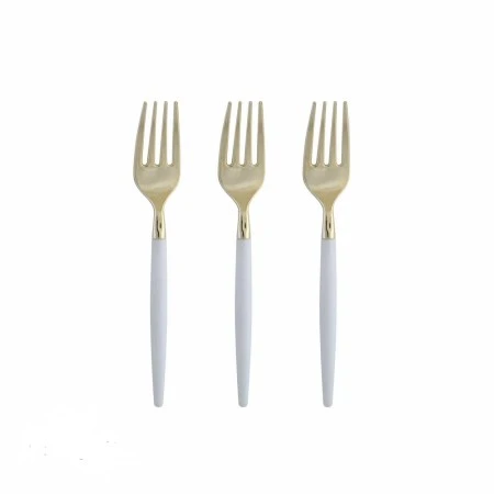 TigerChef White And Gold Two Tone Plastic Mini Forks - 20 Pcs 3 TigerChef White And Gold Two Tone Plastic Mini Forks - 20 Pcs