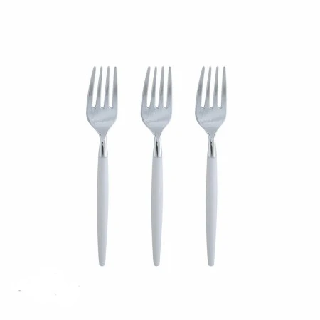 TigerChef White And Silver Two Tone Plastic Mini Forks - 20 Pcs 3 TigerChef White And Silver Two Tone Plastic Mini Forks - 20 Pcs