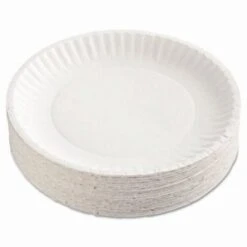 Uncoated White Paper Plates, 9", 1200/Carton